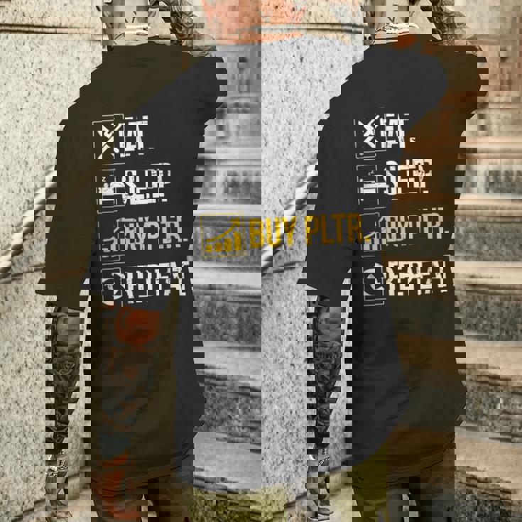 イートスリープインベストベスト Pltr購入パランティア投資。 メンズTシャツ バックプリント 彼への贈り物