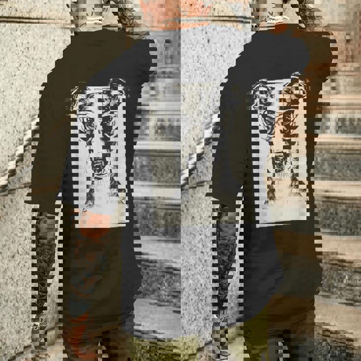 ウィペット イラスト 犬 面白い アート スケッチ メンズTシャツ バックプリント 彼への贈り物