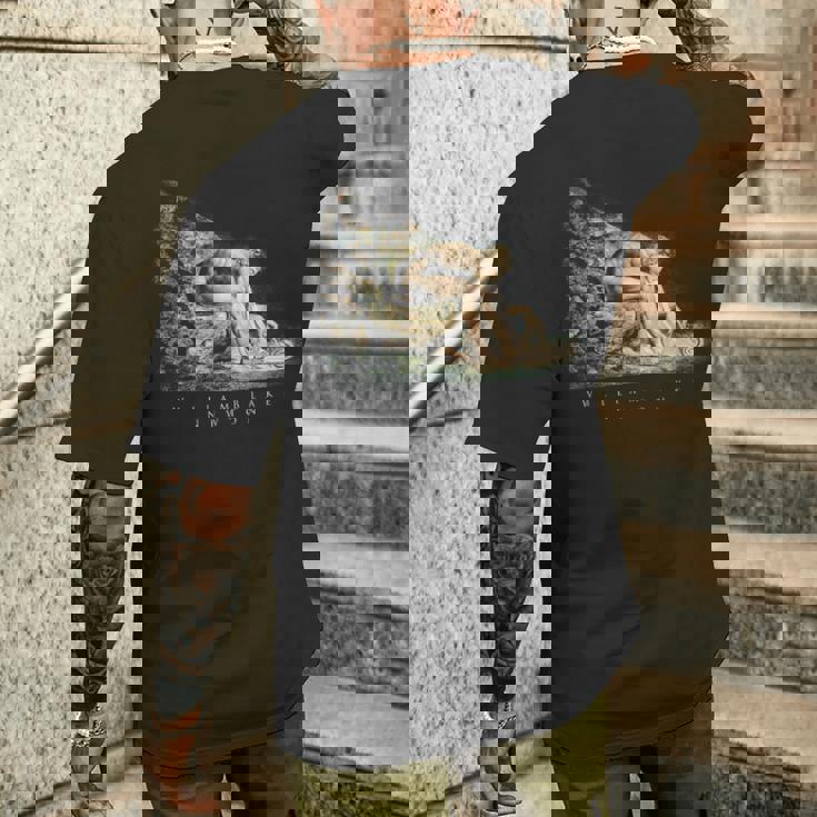 ウィリアム・ブレイク アイザック・ニュートンの肖像 物理学者 科学 芸術 William Blake Newton メンズTシャツ バックプリント 彼への贈り物