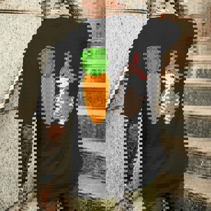 ウサギ ニンジン メンズTシャツ バックプリント 彼への贈り物