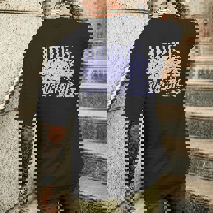 ウッドストック・ヒッピーズ・ウェルカム・スマイリング・フラワーズ 長袖tシャツ メンズTシャツ バックプリント 彼への贈り物