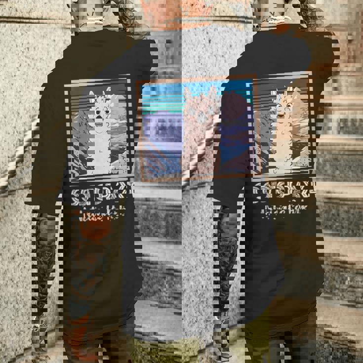 エクアドル山脈コトパクシ国立公園のかわいいラマ メンズTシャツ バックプリント 彼への贈り物