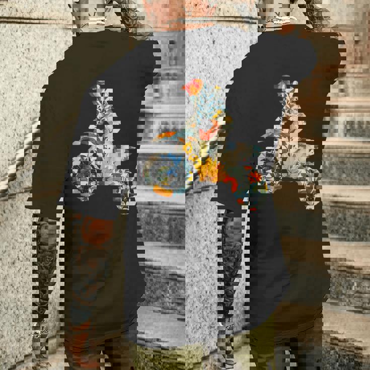 エレガントなシルエット フラワーアートピース フローラル モトクロス メンズTシャツ バックプリント 彼への贈り物