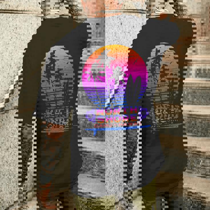 オアフ島ノースショア ハワイお土産サーフィンスタイル メンズTシャツ バックプリント 彼への贈り物