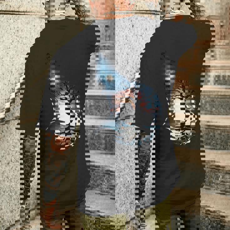 オオカミ 動物 顔 アート グラフィック 野生動物 カラフル 狼の恋人 メンズTシャツ バックプリント 彼への贈り物