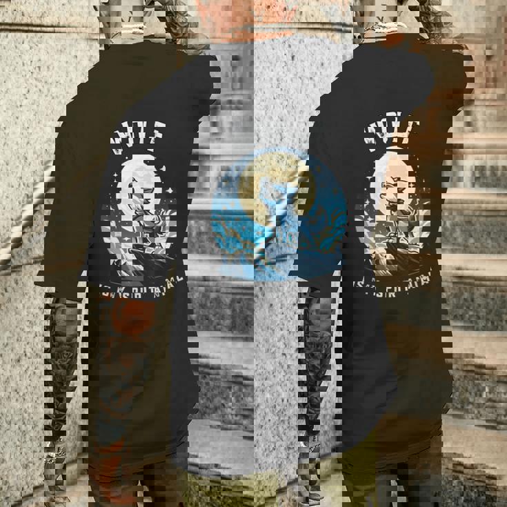 オオカミは私の精神 野生動物ファンのためのアニマル服 メンズTシャツ バックプリント 彼への贈り物