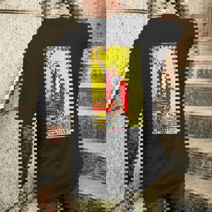 オリジナルrider Waite Deckからのマジシャンビンテージタロットカード メンズTシャツ バックプリント 彼への贈り物