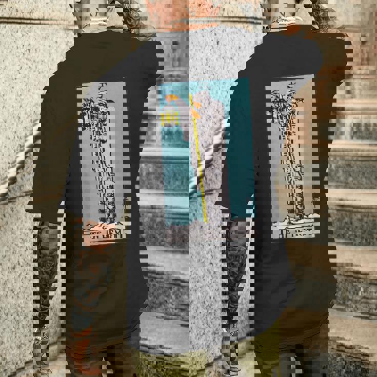 オリジナルのrider Waite Deckからの隠者ビンテージタロットカード メンズTシャツ バックプリント 彼への贈り物