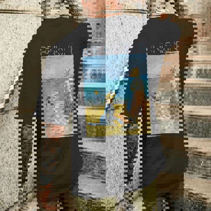 オーギュスト・ルノワール ビーチのフィギュア メンズTシャツ バックプリント 彼への贈り物