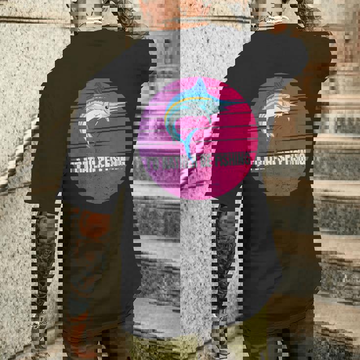 カジキ 水面から カジキバショウ バショウカジキ 深海釣り メンズTシャツ バックプリント 彼への贈り物