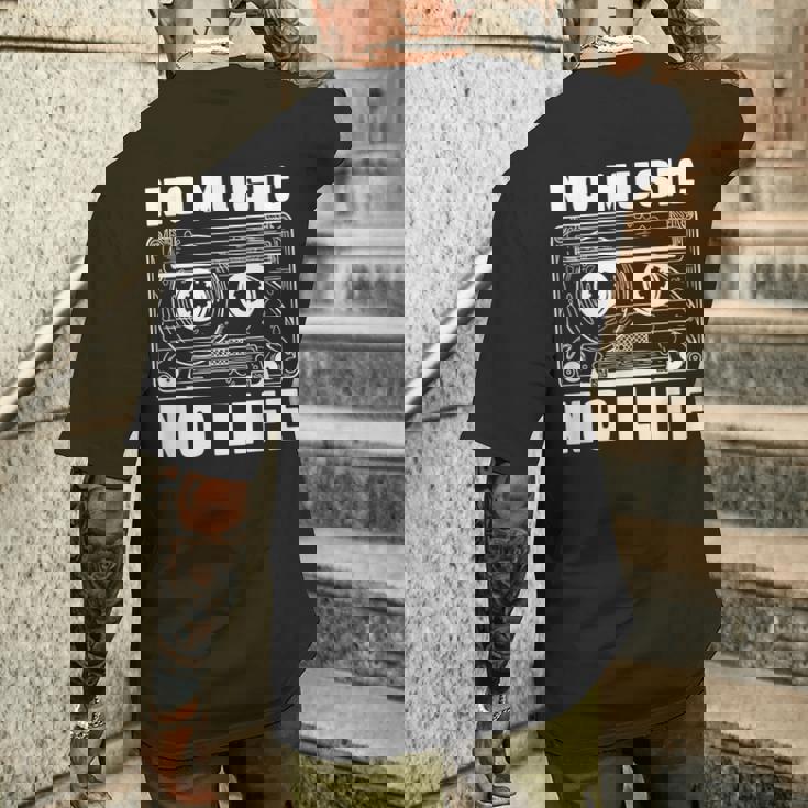 カセット No Music No Life Music Lover メンズTシャツ バックプリント 彼への贈り物