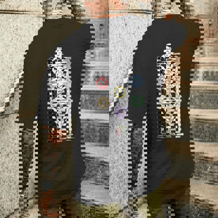 カバラの生命の樹図 メンズTシャツ バックプリント 彼への贈り物