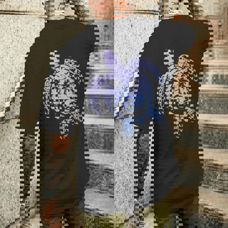 カメのモチーフ ヤシの木 波 フェス 夏 カメ サーフィン メンズTシャツ バックプリント 彼への贈り物