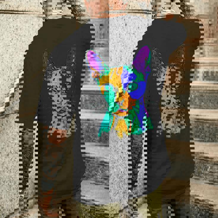 カラフルキャット メンズTシャツ バックプリント 彼への贈り物