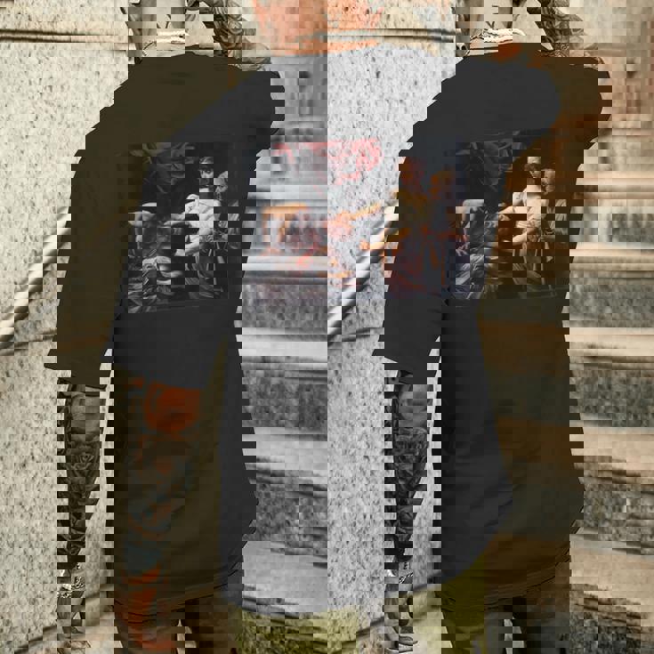 カラヴァッジョのジュディス・ホロフェルネス メンズTシャツ バックプリント 彼への贈り物