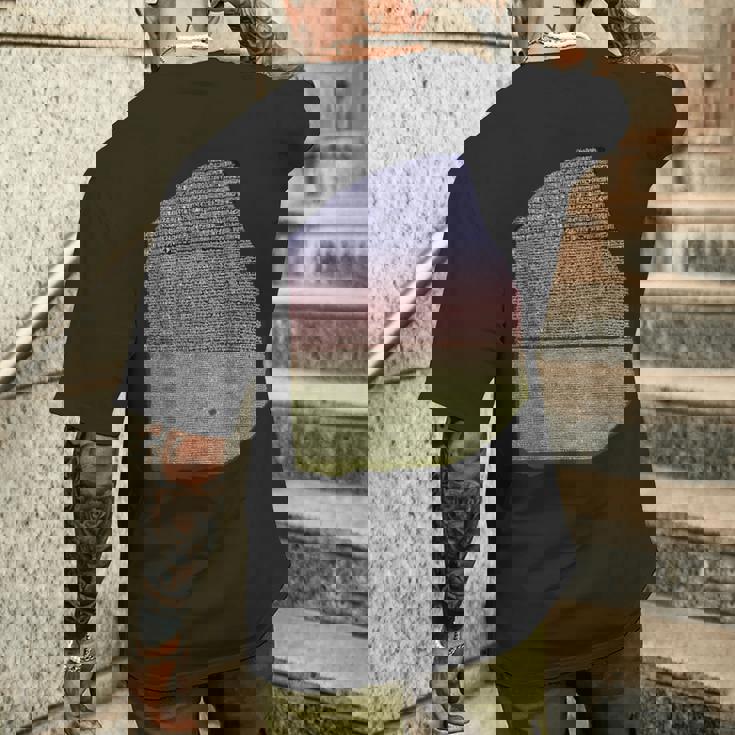 カラーロゼッタストーン 象形文字 ギリシャ デモティックス メンズTシャツ バックプリント 彼への贈り物