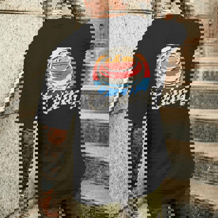 カーリング レトロ ヴィンテージ カーリングストーン メンズTシャツ バックプリント 彼への贈り物