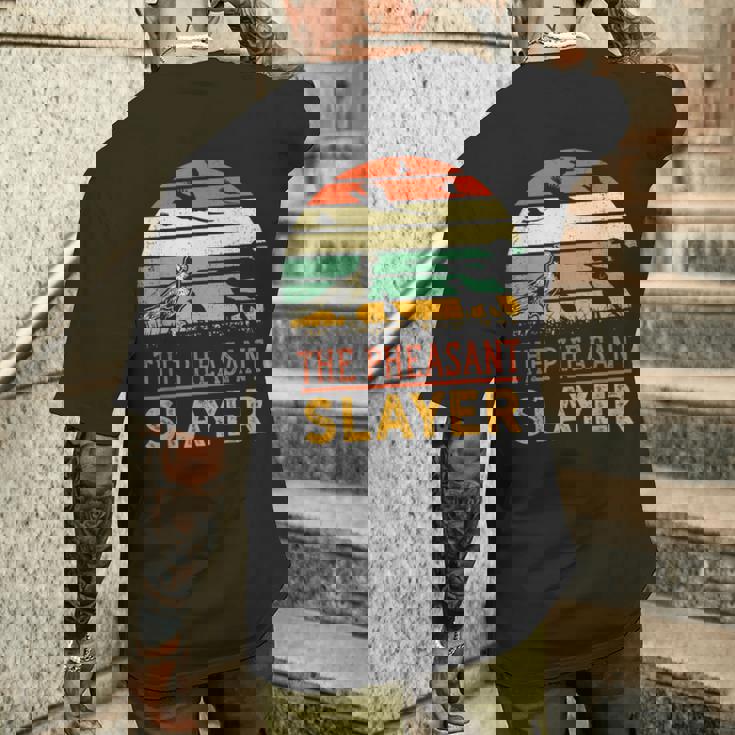 キジの鳥狩り 面白いスレイヤーハンターレトロヴィンテージ メンズTシャツ バックプリント 彼への贈り物