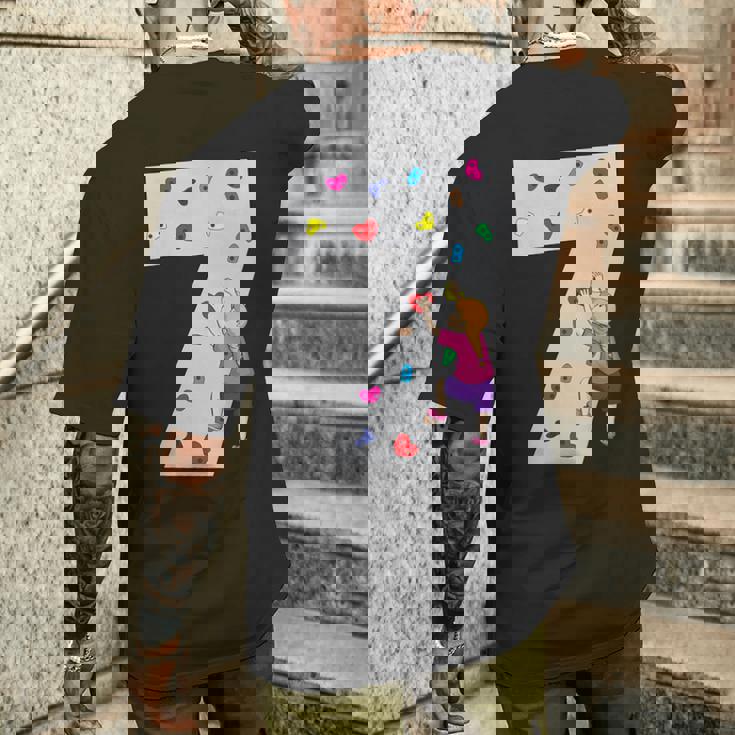 キッズ 7歳の誕生日パーティーケーキクライマークライムボルダリング メンズTシャツ バックプリント 彼への贈り物