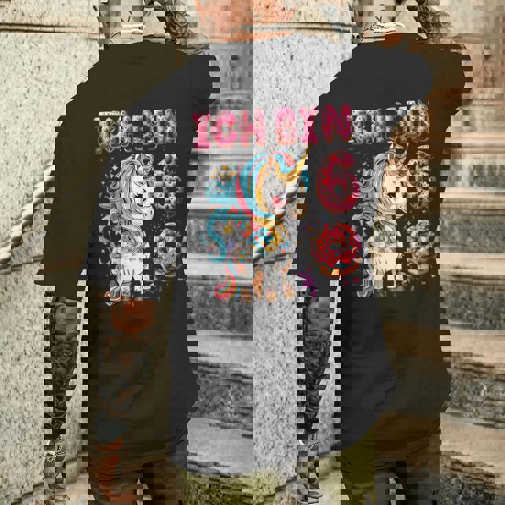 キッズ Kinder Ich Binchon 6 誕生日 ユニコーン 6歳 メンズTシャツ バックプリント 彼への贈り物