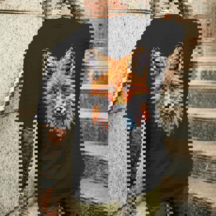 キツネのモチーフ キツネが大好き 赤いキツネ 小さなキツネが大好き メンズTシャツ バックプリント 彼への贈り物