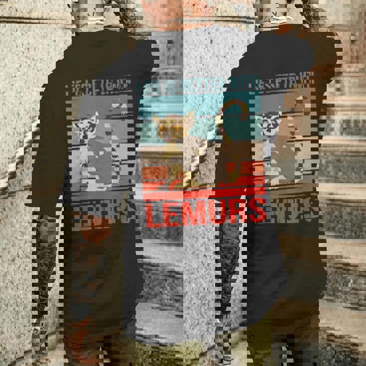 キツネザル ライフ・イズ・ベター 霊長類 キツネザル メンズTシャツ バックプリント 彼への贈り物