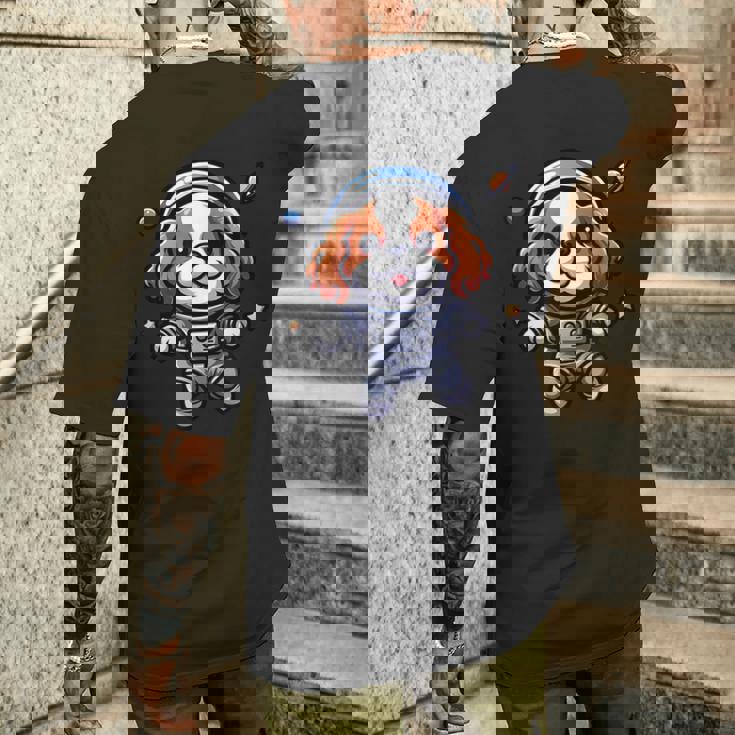 キャバリアキング チャールズ・スパニエル 宇宙飛行士 ファニードッグ 宇宙服 メンズTシャツ バックプリント 彼への贈り物