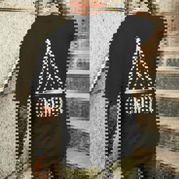 キャンパー キャンプ好き 山好き ハイキング好き 登山好き 海好き アウトドア好き キャンプ メンズTシャツ バックプリント 彼への贈り物