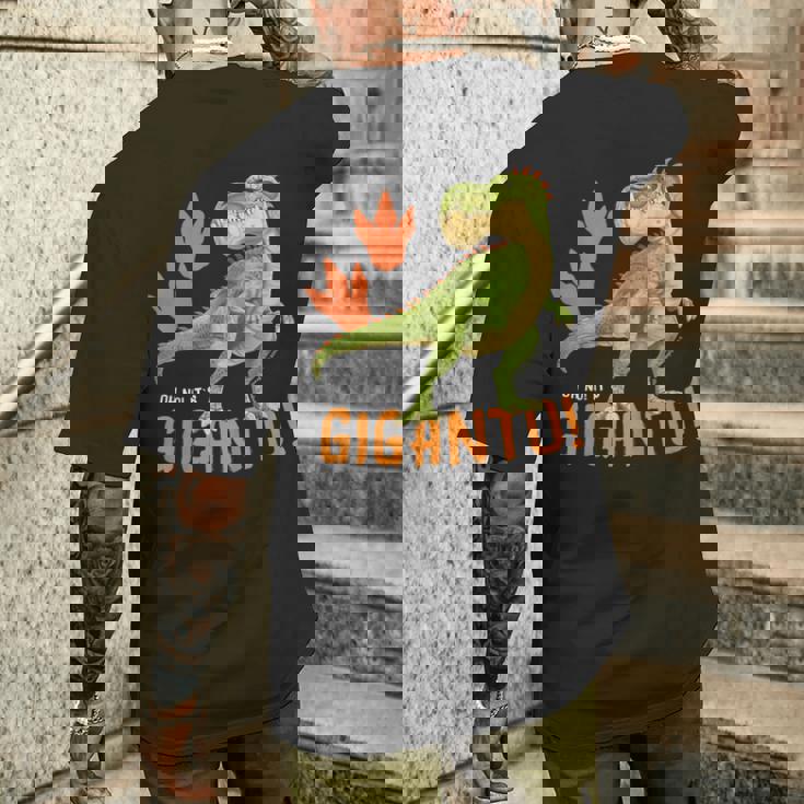 ギガントサウルス、最大の恐竜-カラフルで楽しいデザイン メンズTシャツ バックプリント 彼への贈り物