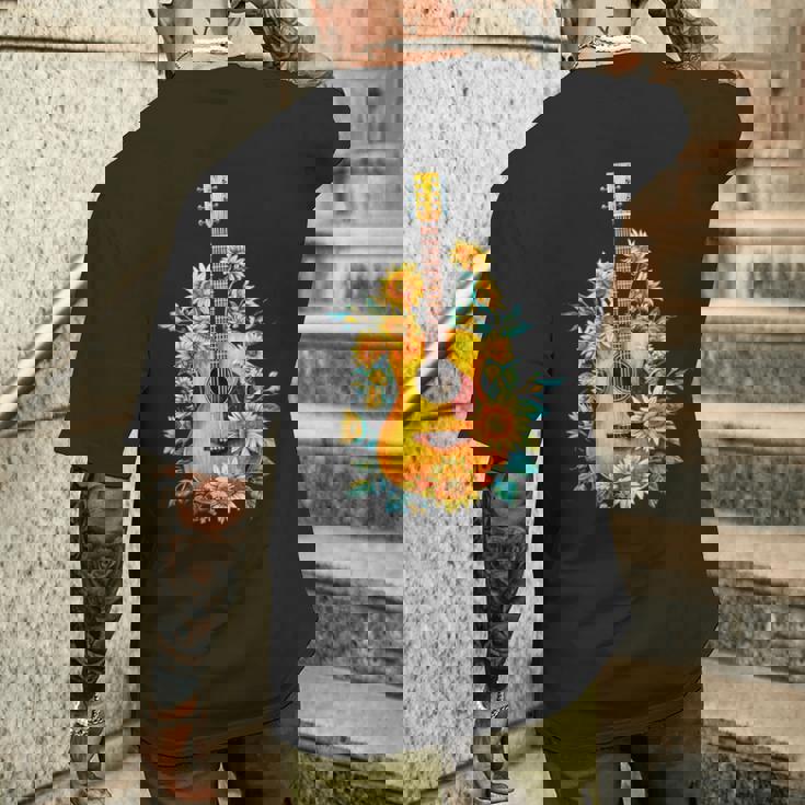 ギター 面白tシャツ おもしろ ギタリスト 服 音楽 メンズ キッズ ネタ 服 オリジナル 軽音 ひまわり メンズTシャツ バックプリント 彼への贈り物