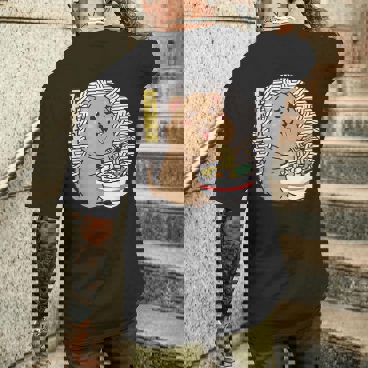 クオッカ、ラーメンを食べるクオッカ、クオッカカワイイ、クオッカ メンズTシャツ バックプリント 彼への贈り物