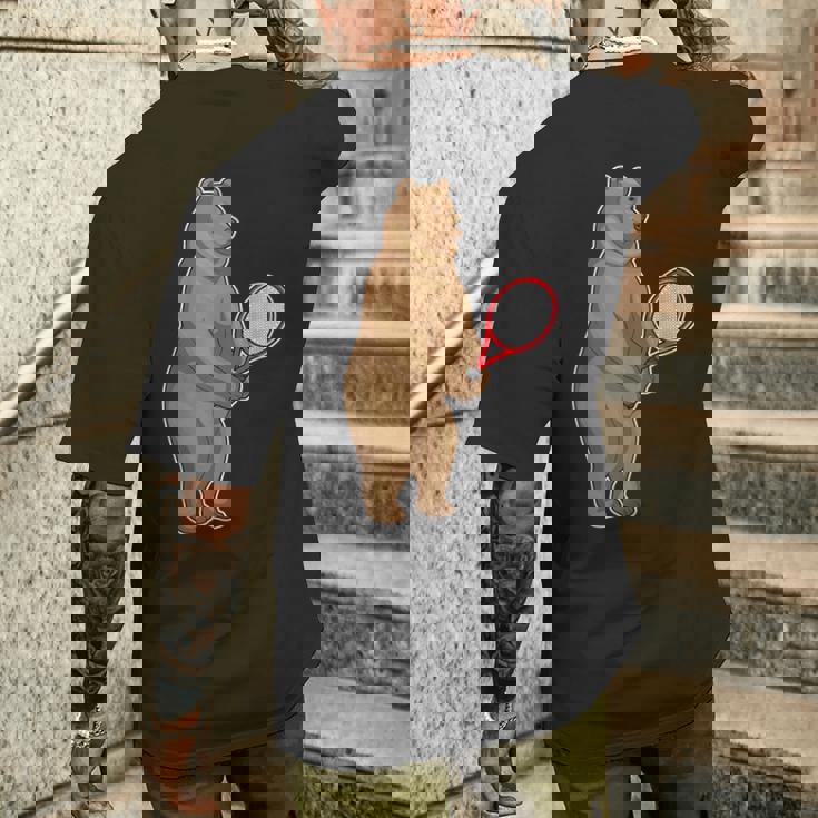 クマ テニス テニスラケット スポーツ メンズTシャツ バックプリント 彼への贈り物