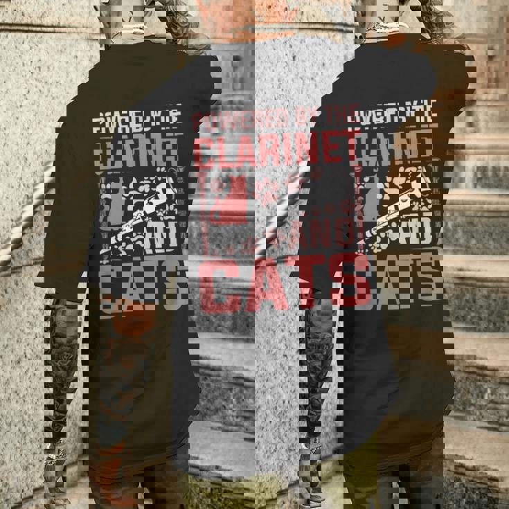 クラリネットとキャッツの面白いクラリネットプレーヤーがパワーアップ。 メンズTシャツ バックプリント 彼への贈り物