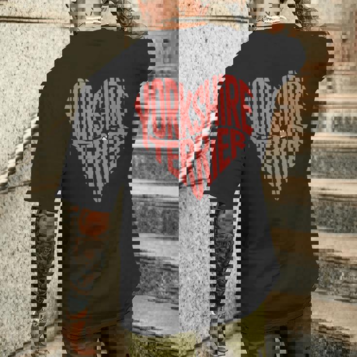 クリエイティブ・ヨークシャー・テリア ラブ・ヨークシャー・テリア・ハート メンズTシャツ バックプリント 彼への贈り物