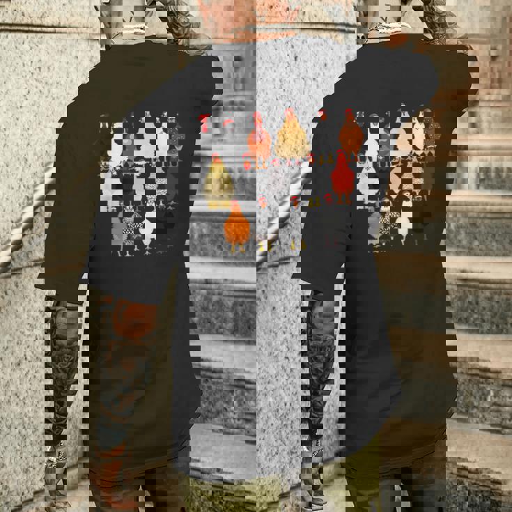 クリスマス チキン スクワッド サンタ 帽子 かわいい チキン ファーム 動物 メンズTシャツ バックプリント 彼への贈り物