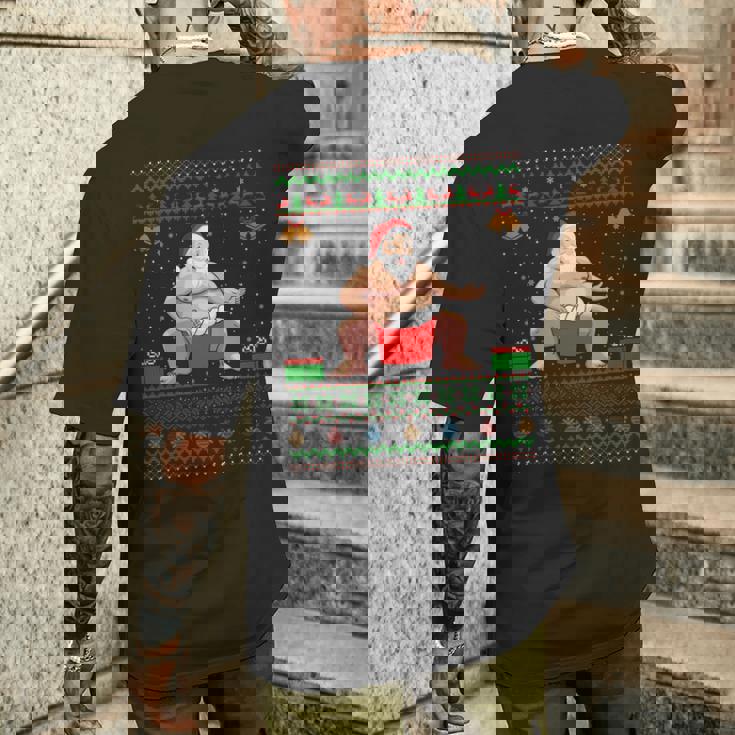 クリスマスセータースタイル サンタ相撲 アグリークリスマス 長袖tシャツ メンズTシャツ バックプリント 彼への贈り物