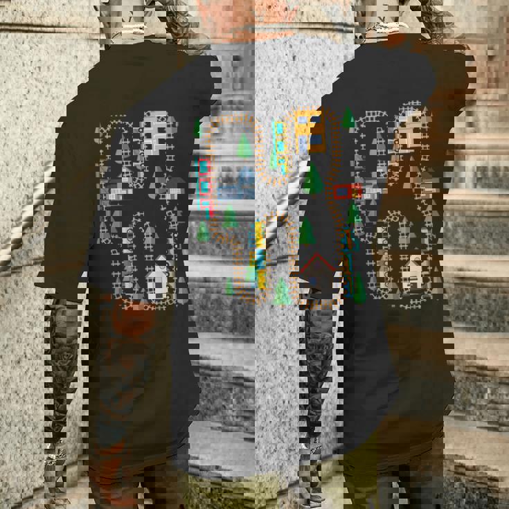 クールなプレイマット 電車線路 かわいい機関車 幼児 メンズTシャツ バックプリント 彼への贈り物