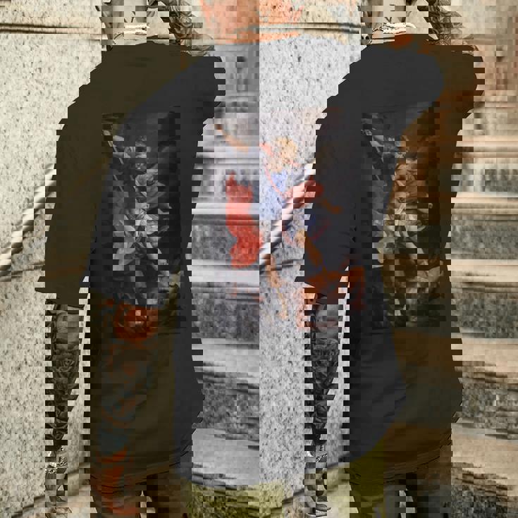 グイド・レーニによるサタンを倒した大天使ミカエル1635 メンズTシャツ バックプリント 彼への贈り物