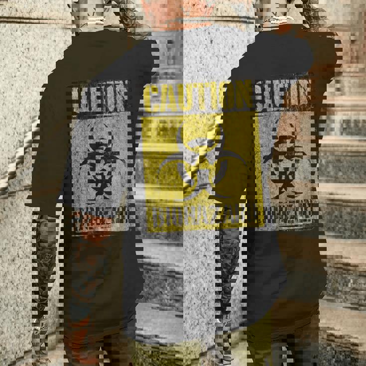 グランジ バイオハザード シンボル 黙示録後 警告サイン メンズTシャツ バックプリント 彼への贈り物