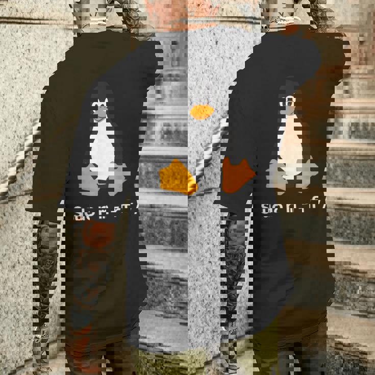 コンピューター -Udo Rm -Rf Tux Linux ペンギン プログラマー メンズTシャツ バックプリント 彼への贈り物