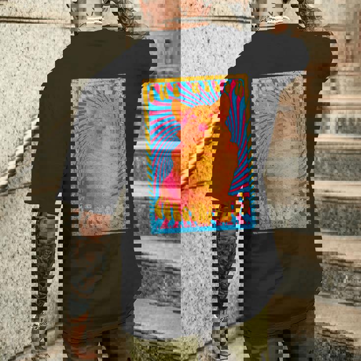 コーギードッグファニーサイケデリック1960年代ウェルシュコーギーペンブローク メンズTシャツ バックプリント 彼への贈り物