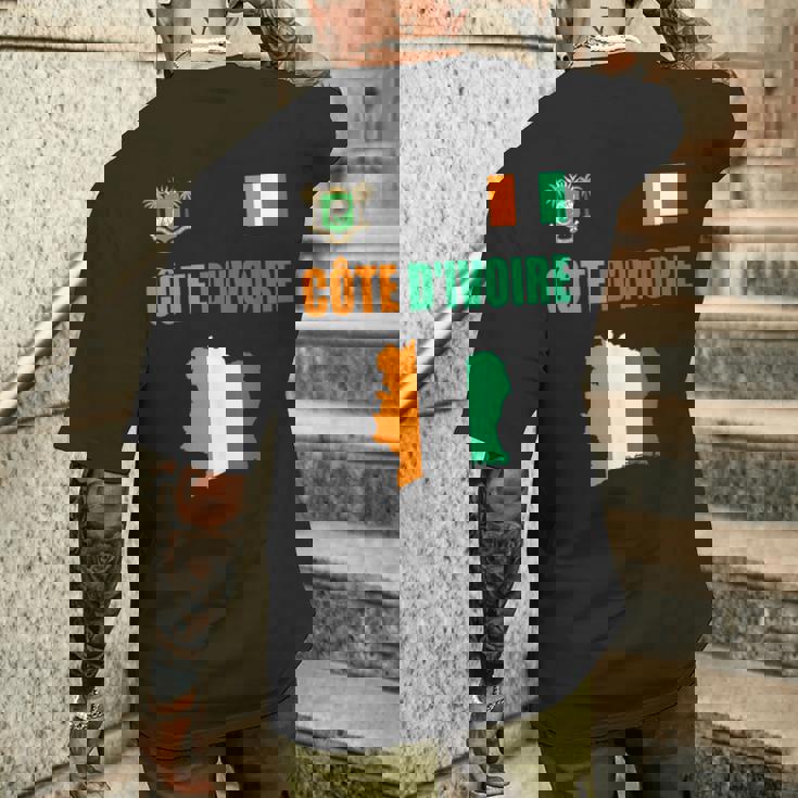 コートジボワール国旗 コートジボワール地図 メンズTシャツ バックプリント 彼への贈り物