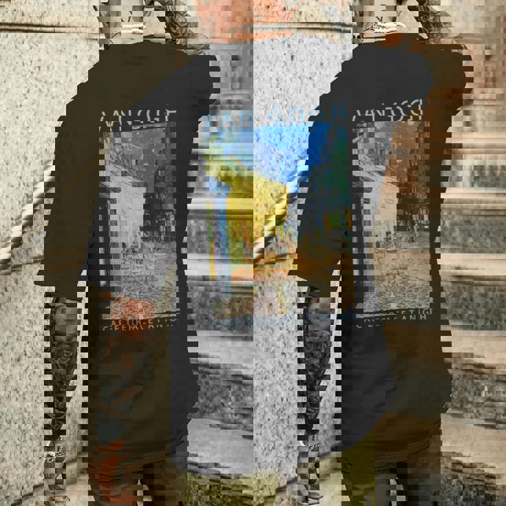 ゴッホ 面白いtシャツ アート 夜のカフェテラス 印象派 絵画 メンズ レディース 面白い 服 美術 油彩画 長袖tシャツ メンズTシャツ バックプリント 彼への贈り物