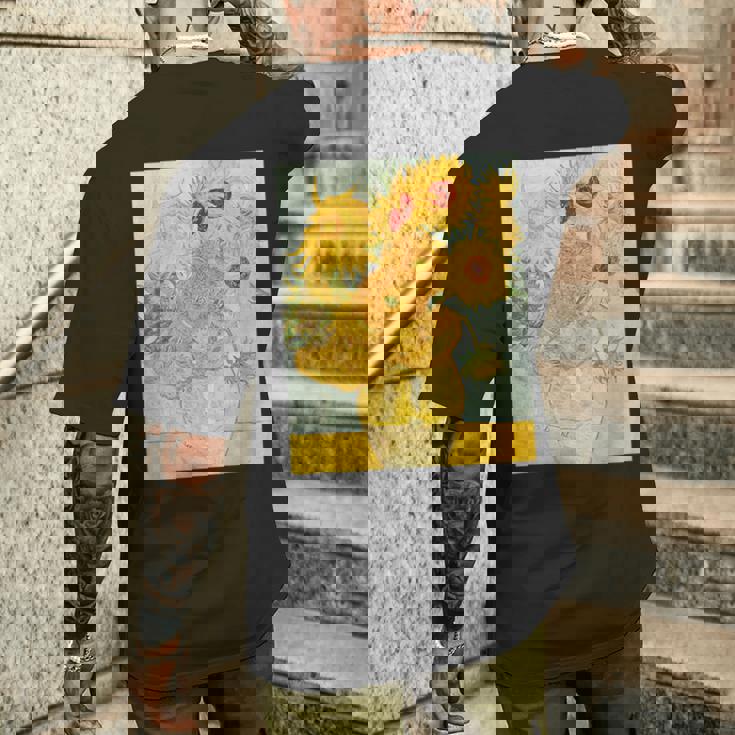 ゴッホのひまわりアートアーティスト向け メンズTシャツ バックプリント 彼への贈り物