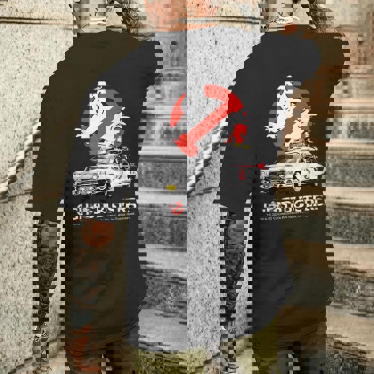 ゴーストバスターズ ハロウィン デザイン Ecto 1 メンズTシャツ バックプリント 彼への贈り物