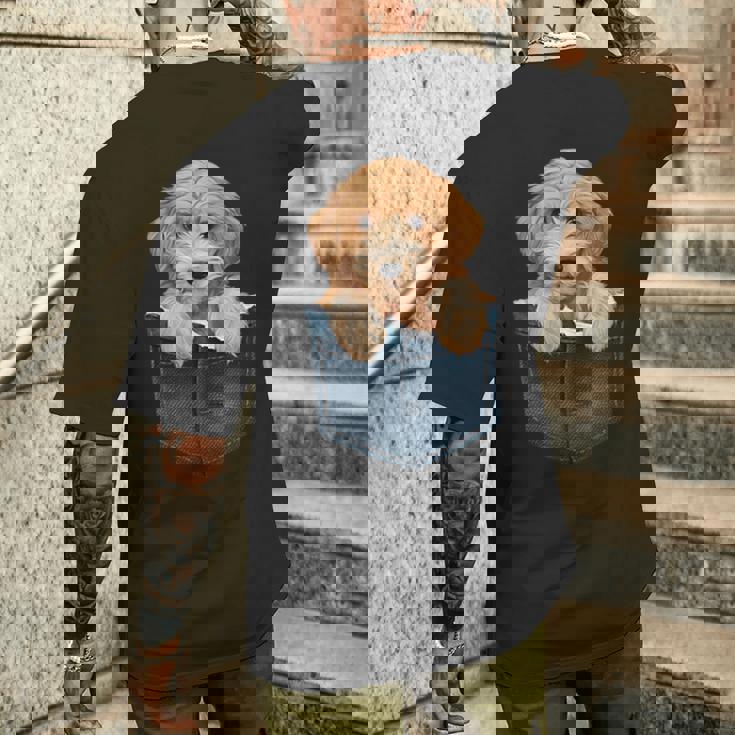 ゴールデンドゥードル 子犬 バッグ かわいい 犬 メンズTシャツ バックプリント 彼への贈り物