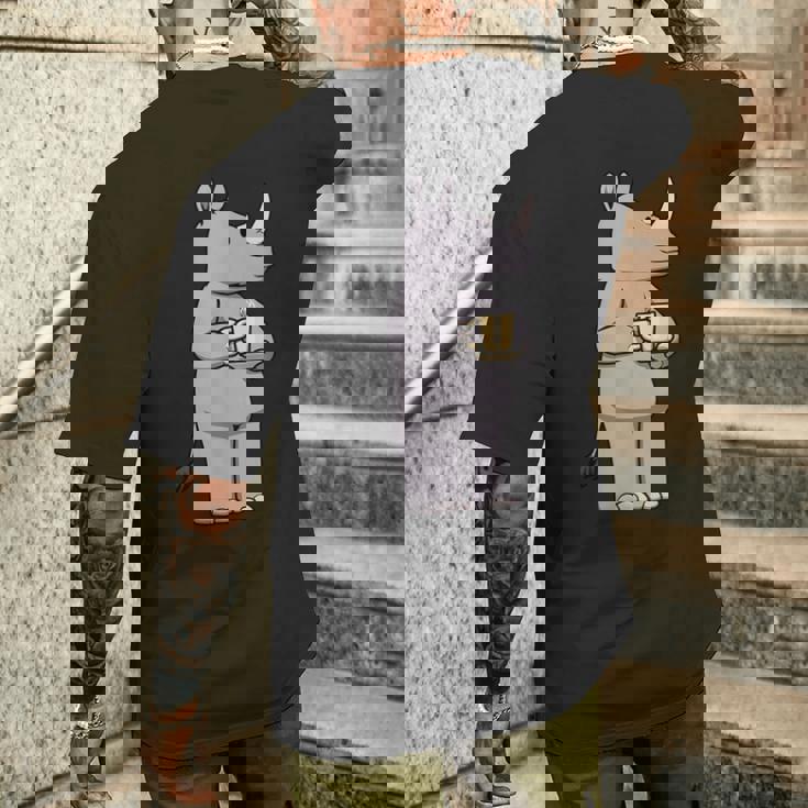 サイ コーヒー 野生動物 サイ メンズTシャツ バックプリント 彼への贈り物