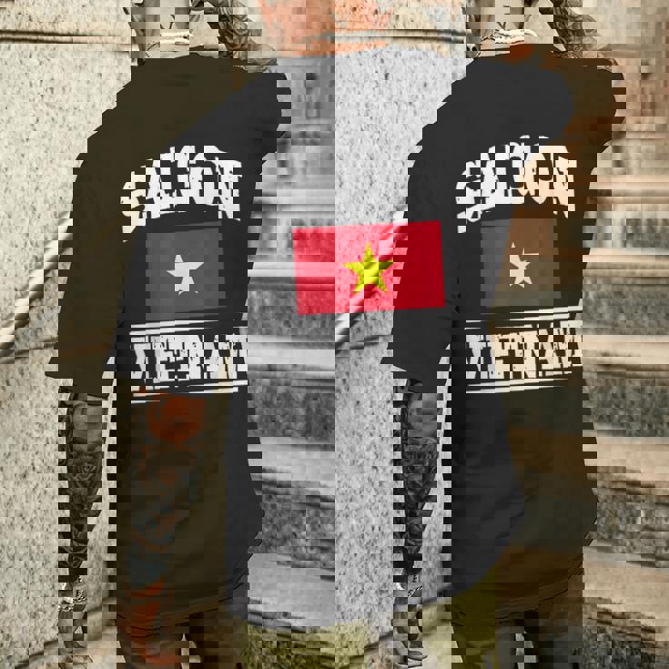 サイゴン ベトナム ホーチミン市 お土産 ベトナム国旗 メンズTシャツ バックプリント 彼への贈り物