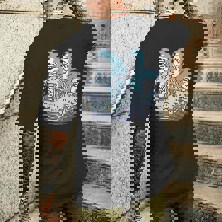 サメがたくさんトラックに 長袖tシャツ メンズTシャツ バックプリント 彼への贈り物