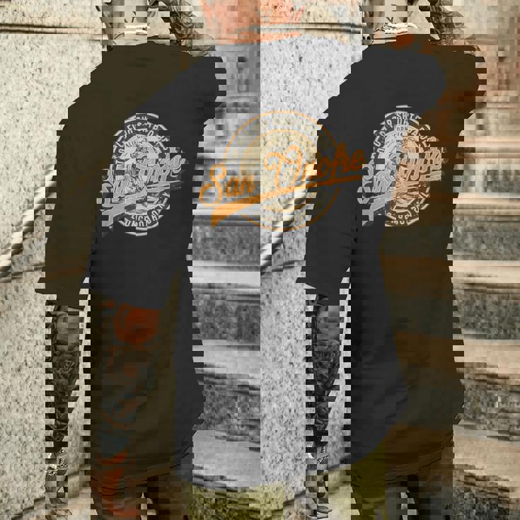 サンオノフレ ロングボードのみのレトロ ウェーブ サーフィン メンズTシャツ バックプリント 彼への贈り物